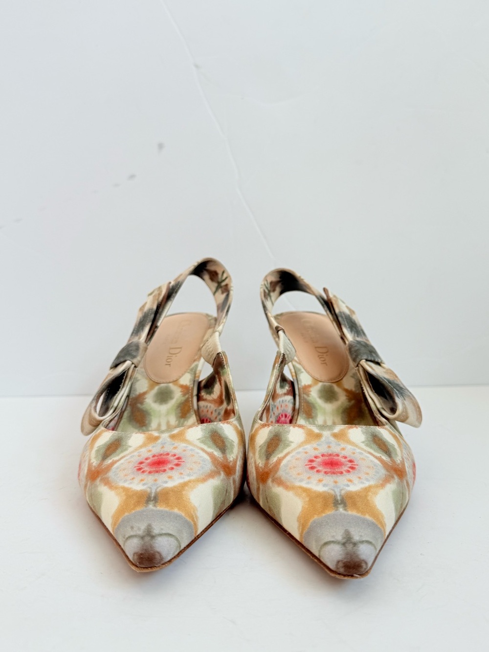 Christian Dior Kaliediorscope Slingback Pumps 37 Multicolor Bow Kitten Heels - Picture 3 of 12